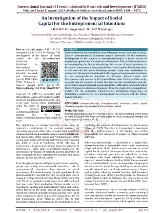 An Investigation of the Impact of Social Capital for the Entrepreneurial Intentions