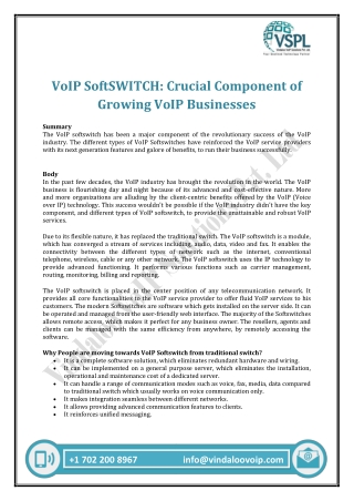 VoIP SoftSWITCH: Crucial Component of Growing VoIP Businesses