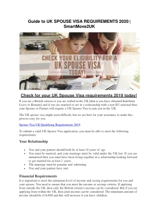 Guide to UK SPOUSE VISA REQUIREMENTS 2020 | SmartMove2UK