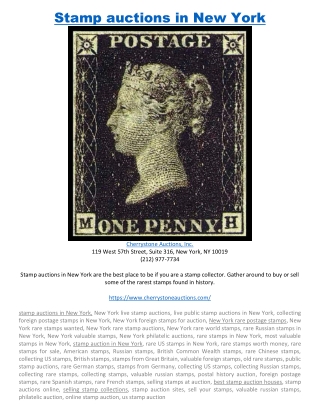 Stamp auctions in New York