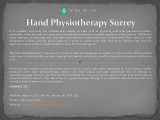 Hand Physiotherapy Surrey