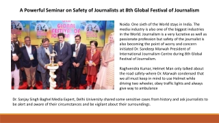 A Powerful Seminar on Safety of Journalists at 8th Global Festival of Journalism