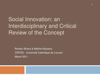 Social Innovation: an Interdisciplinary and Critical Review of the Concept