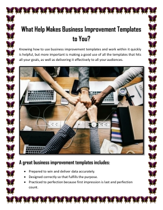 What Help Makes Business Improvement Templates to You?