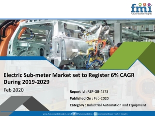 Electric Sub-meter Market to grow at a CAGR of 6% during 2019 - 2029