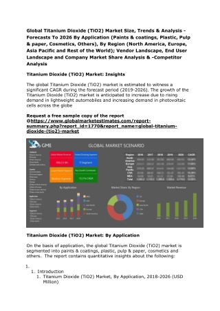 Global Titanium Dioxide (TiO2) Market Size, Trends & Analysis - Forecasts To 2026