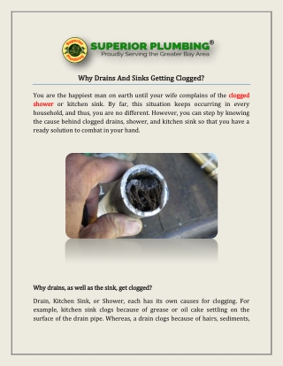 Why Drains And Sinks Getting Clogged?
