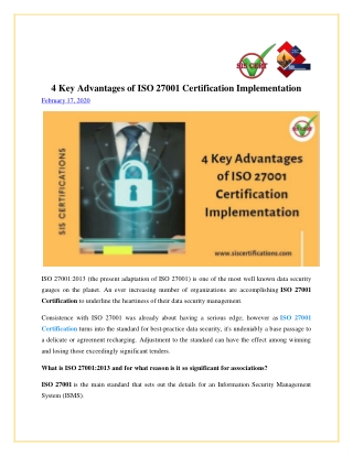 4 Key Advantages of ISO 27001 Certification Implementation