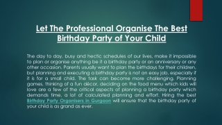 Birthday Party Planner in Gurgaon