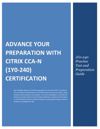 Advance Your Preparation with Citrix CCA-N (1Y0-240) Certification