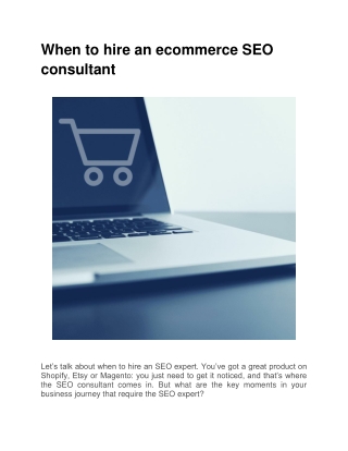 When to hire an ecommerce SEO consultant