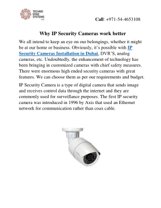 Why IP Security Cameras work better