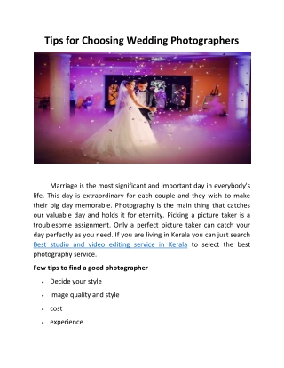 Tips for Choosing Wedding Photographers