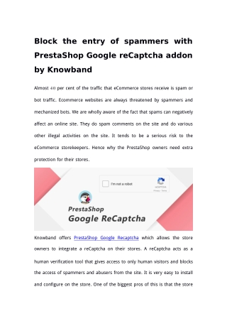 PrestaShop Google ReCaptcha Addon by Knowband