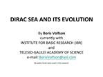 DIRAC SEA AND ITS EVOLUTION