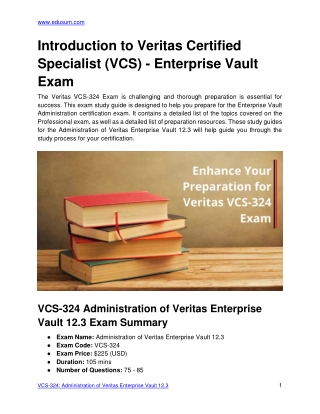 Secret to Pass Veritas VCS-324 Enterprise Vault Administration Certification with Sample Question
