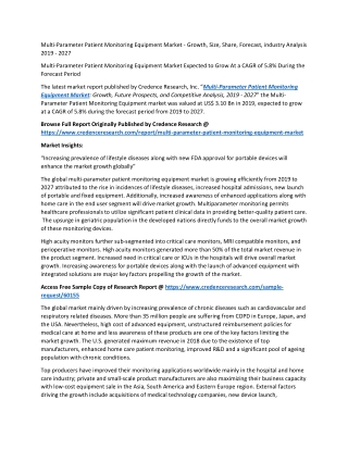 Multi-Parameter Patient Monitoring Equipment Market Expected to Grow At a CAGR of 5.8%