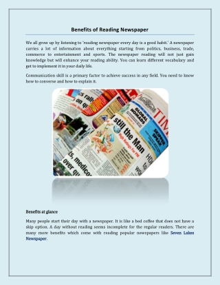 Benefits of Reading Newspaper