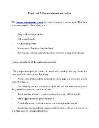 Features  of a campus management system Software