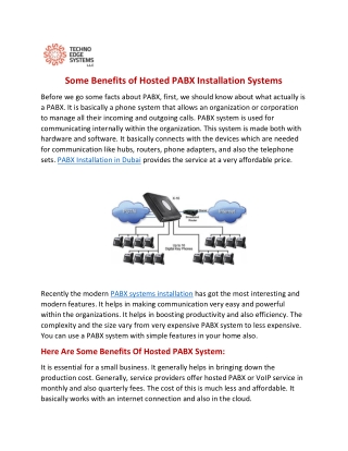 Benefits of Hosted PABX Installation Systems