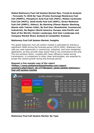 Global Stationary Fuel Cell System Market Size, Trends & Analysis - Forecasts To 2026