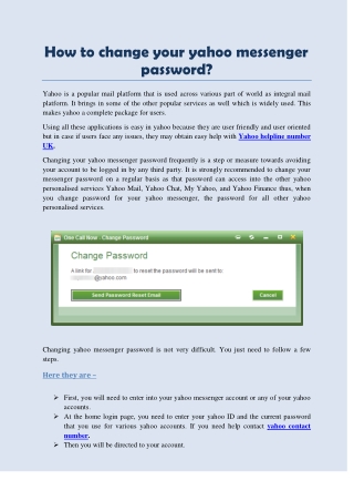 How to change your yahoo messenger password?