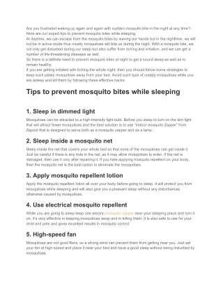 How to Prevent Mosquito Attacks Bites Sleeping?