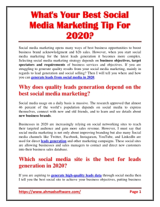 What's your best social media marketing tip for 2020