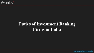 Duties of Investment Banking Firms in India