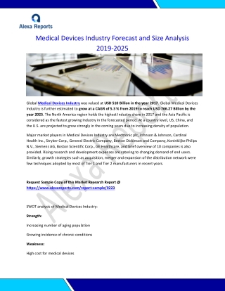 "Global Medical Devices Industry Forecast and Size Analysis 2019-2025 "