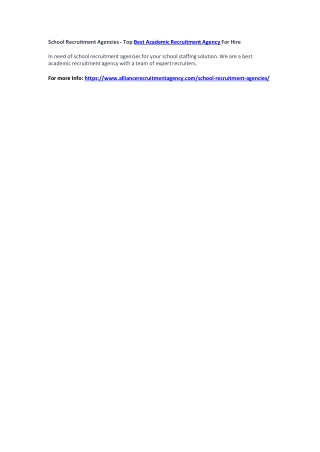 School Recruitment Agencies - Top Best Academic Recruitment Agency For Hire