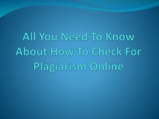 Some Guidelines to Avoid Plagiarism Online