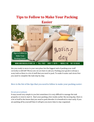 Tips to Follow to Make Your Packing Easier