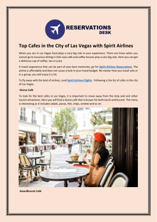 Top Cafes in the City of Las Vegas with Spirit Airlines