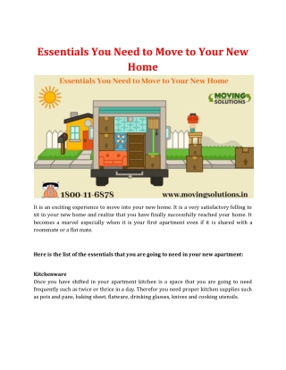 Essentials You Need to Move to Your New Home