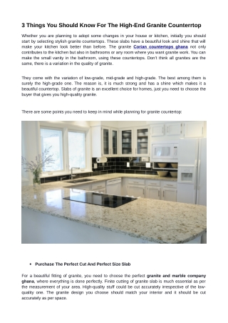 3 things you should know for the high end granite counterrtop