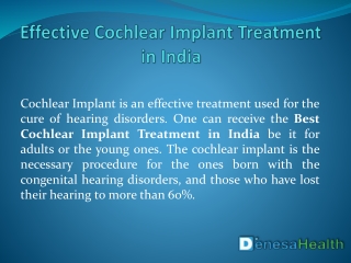 Effective Cochlear Implant Treatment in India