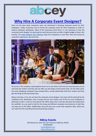 Why Hire A Corporate Event Designer