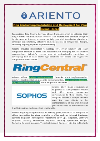 Ring Central Implementation and Deployment for Your Business Need