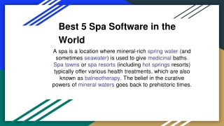 Best 5 Spa Software in the World