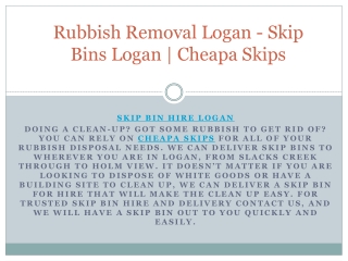 Rubbish Removal Logan - Skip Bins Logan | Cheapa Skips