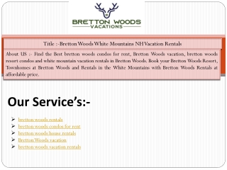bretton woods vacation rentals Service in Bretton Woods