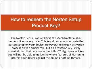 How to redeem the Norton Setup Product Key?