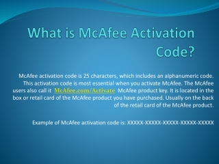 What is McAfee Activation Code ?