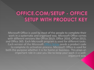 OFFICE.COM/SETUP - OFFICE SETUP WITH PRODUCT KEY