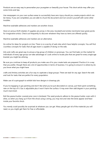 Basic Advice To Begin In Arts And Crafts