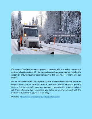 Port Coquitlam Snow Management Service - Snow Removal Port Coquitlam