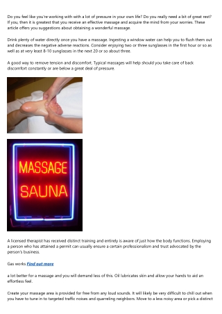 Advice On The Way To Have A Good Massage