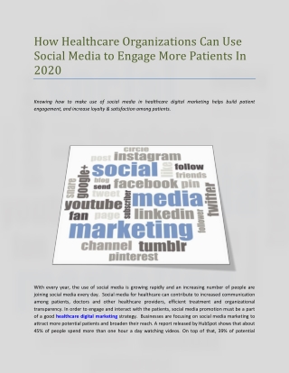 How Healthcare Organizations Can Use Social Media to Engage More Patients In 2020