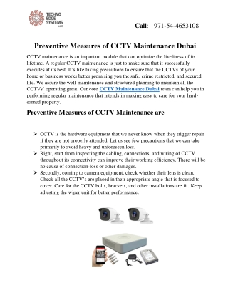Preventive Measures of CCTV Maintenance Dubai